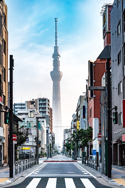 The Main Street to Tokyo Skytree at sunrise