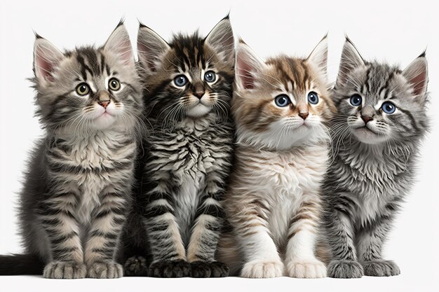 Maine Coon kitten on a white background Generative AI