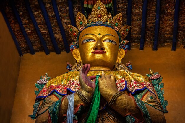 Maitreya buddha in tsemo gompa leh ladakh india