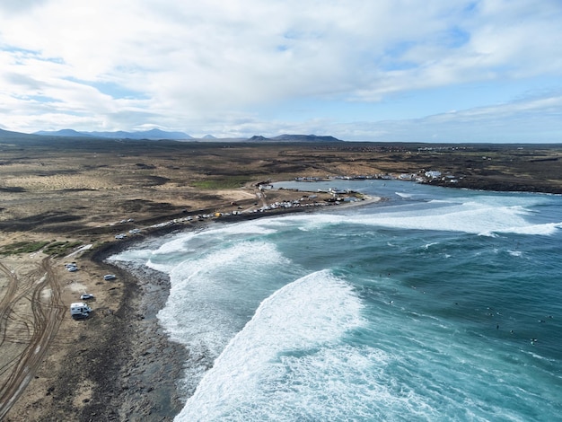 Majanicho village surfing spot in the north shore of Fuerteventura