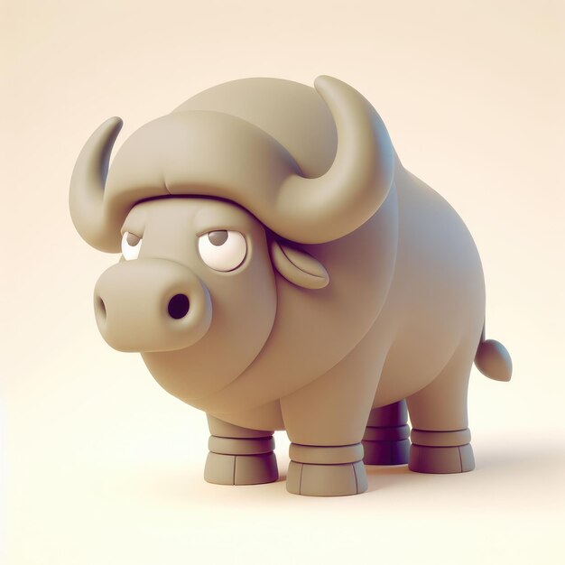 Photo majestic 3d buffalo on a light background 3d clay cartoon model of a buffalo