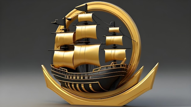 Majestic 3D Golden Ship