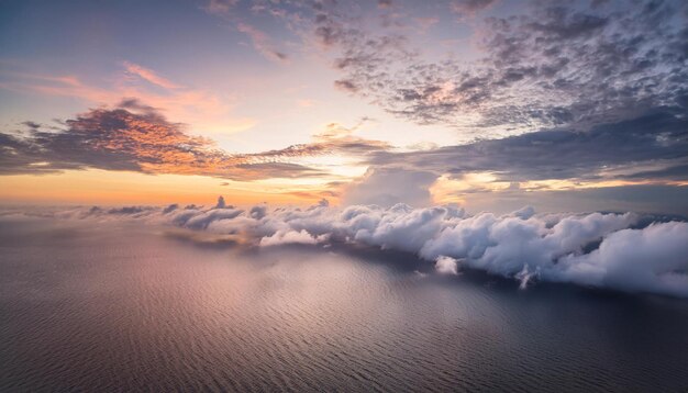 Photo majestic aerial view of cloudscape at dawn