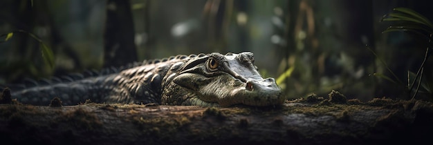 Majestic alligator captured in the wild Generative AI