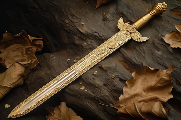 Majestic Ancient relic sword gold Generate Ai