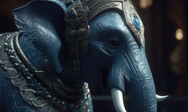 The majestic anthropomorphic elephant stands tall donning powerful military armor Creating using generative AI tools