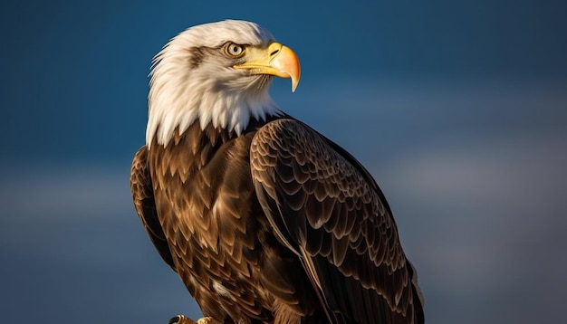 Majestic bald eagle perching spread wings generated by AI