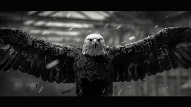 Photo majestic bald eagle in a rainstorm