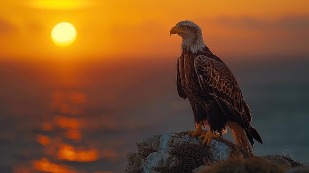 Majestic Bald Eagle at Sunset