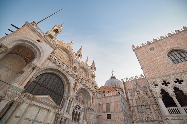 The Majestic Basilica of San Marco at Sunrise A Stunning View of the Lateral Side of the Church