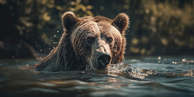 A majestic bear in the river