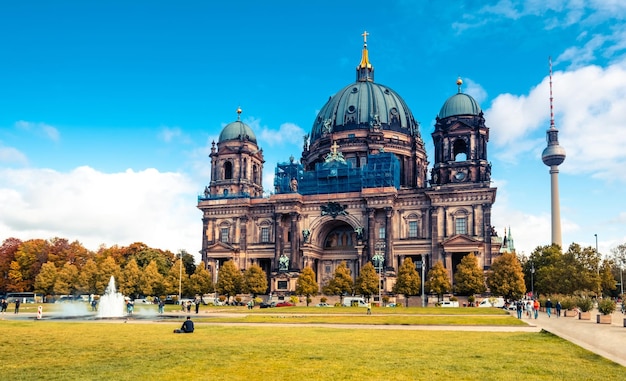 Majestic Berlin Cathedral under blue sky