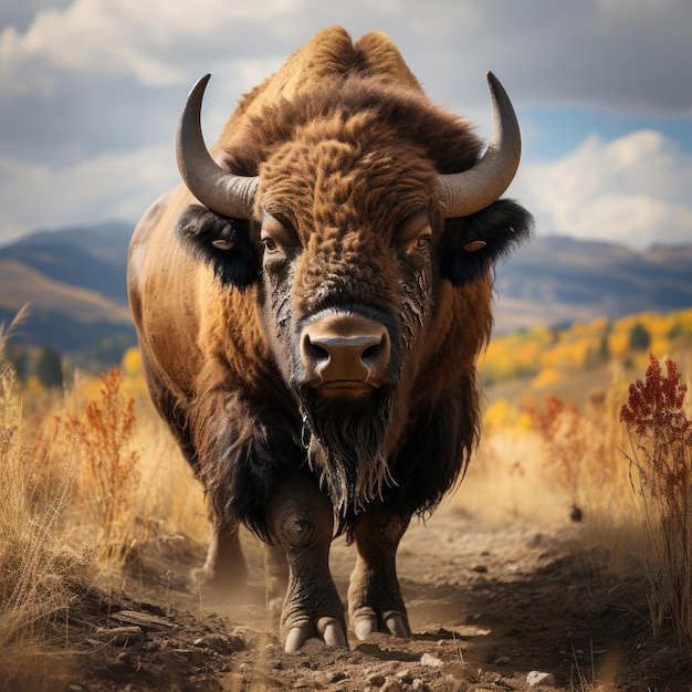 Majestic Bison in Grassland