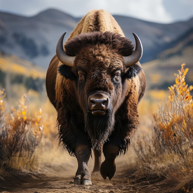 Majestic Bison in Grassland