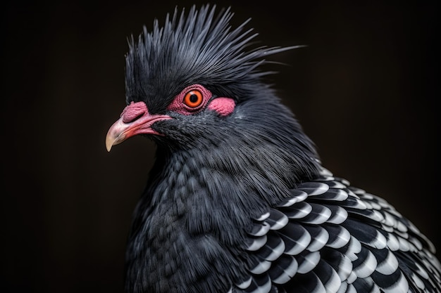 Majestic Black Feathered Pigeon Bird