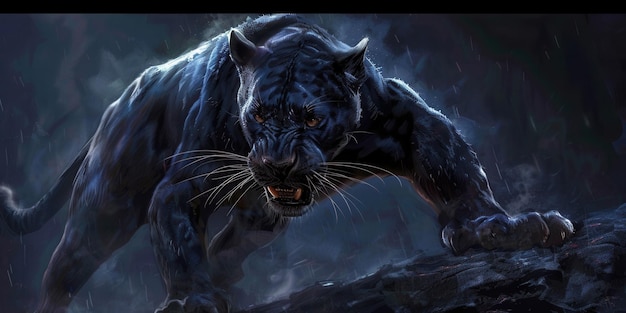 Photo majestic black panther in high detail wallpaper design