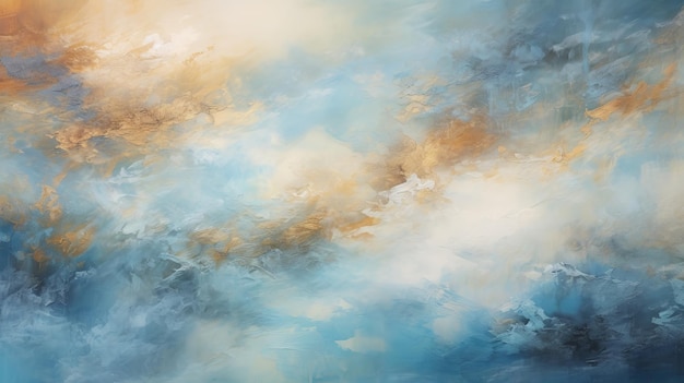 Majestic Blue And Brown Clouds Serene Abstract Painting Inspired By Faith