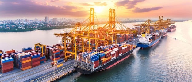 Majestic Cargo Carrier Moored at Busy Dockyard