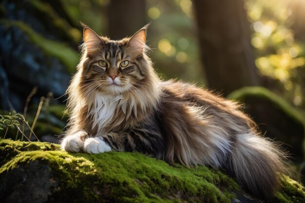 Majestic Cat in Forest Setting