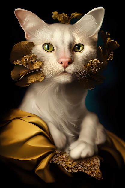 Majestic cat in golden clothing