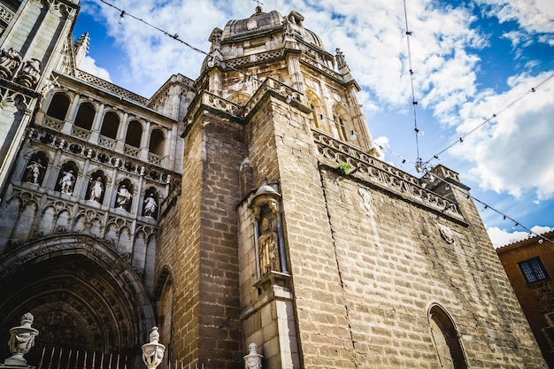 majestic Cathedral of Toledo Gothic style, with walls full of religious sculptures