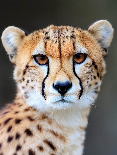 Photo majestic cheetah closeup wild animal portrait with intense gaze