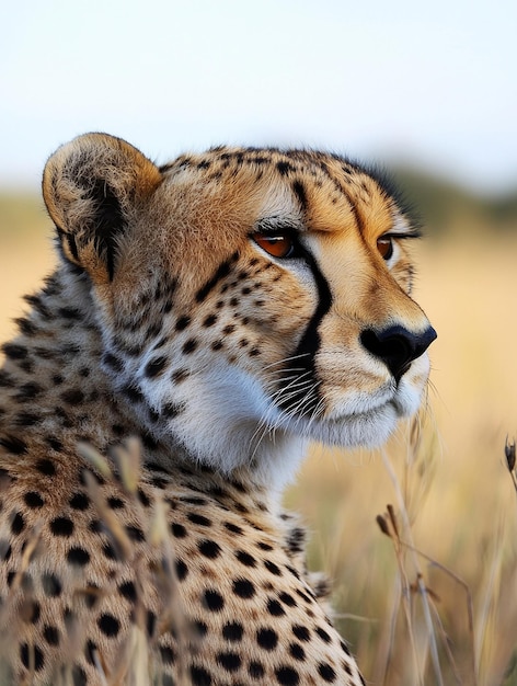 Photo majestic cheetah portrait in natural habitat wildlife photography