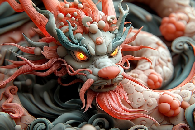 Photo majestic chinese dragon sculpture closeup