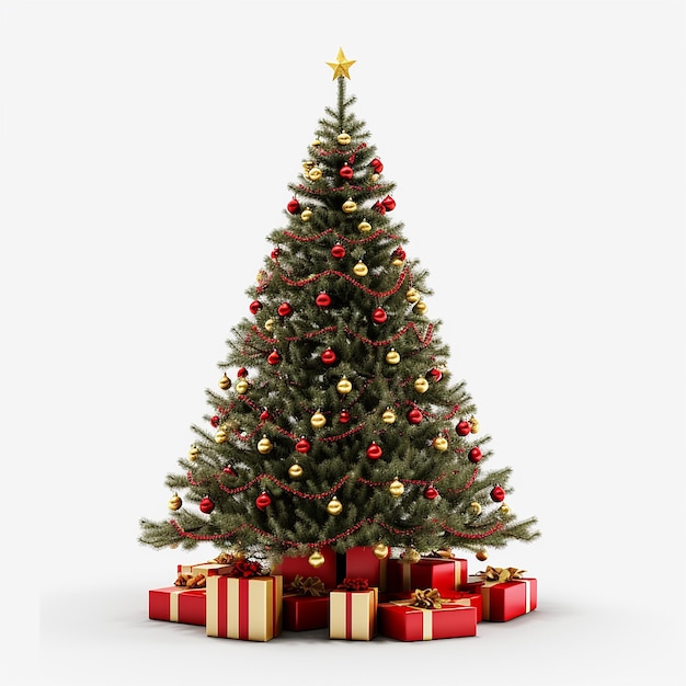 A Majestic Christmas Tree Bedecked with Sparkling Ornaments and Radiant Lights Ai generated