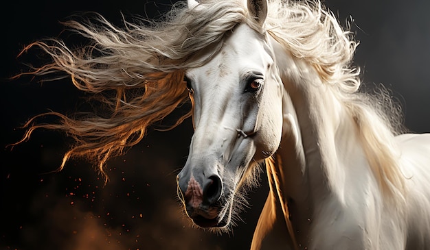 Majestic closeup of a white horse AI generated