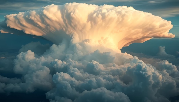 Photo majestic cloud formation resembling a mushroom cloud in the sky