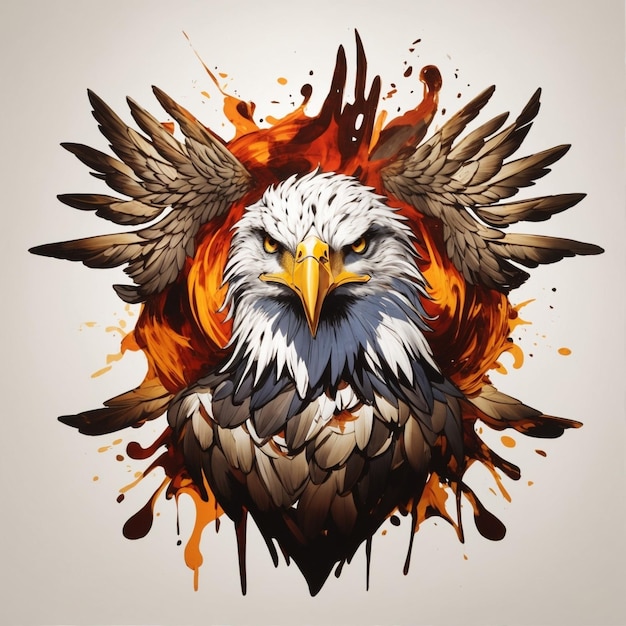 A majestic colorful bald eagle head mascot logo with splash design generated by AI