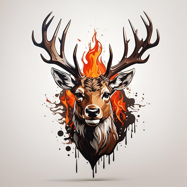 A majestic colorful deer head mascot logo with splash design generated by AI