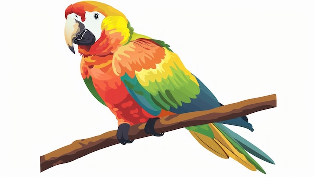 Majestic Colorful Macaw Perched Elegantly on a Branch Vibrant Tropical Bird Vector Art Generative ai