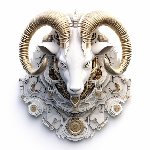 The Majestic Cybernetic Ram A Symbolic Journey of Aries Generative AI