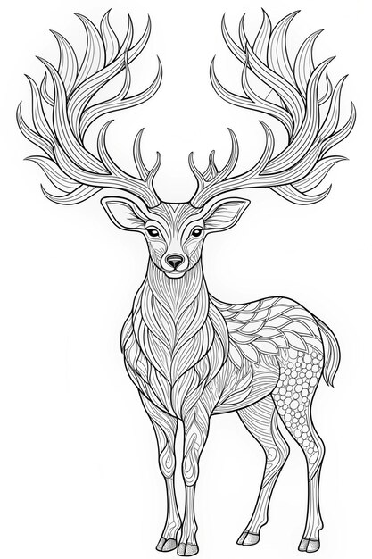 Photo majestic deer with branching antlers graceful coloring page