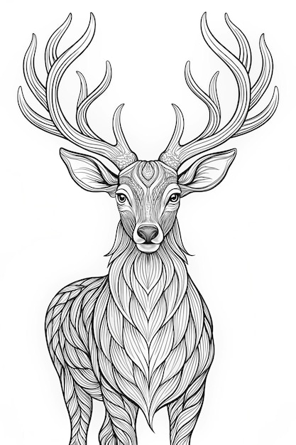 Photo majestic deer with branching antlers graceful coloring page