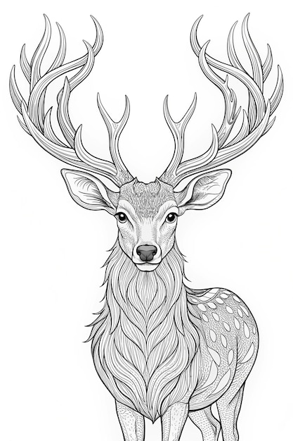 Photo majestic deer with branching antlers graceful coloring page