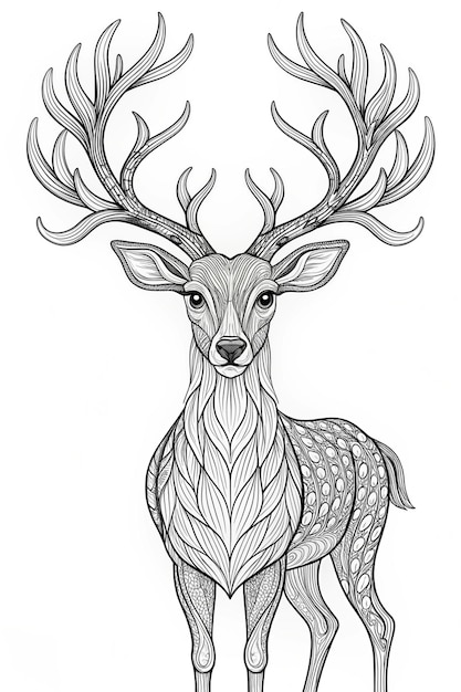 Majestic Deer with Branching Antlers Graceful Coloring Page