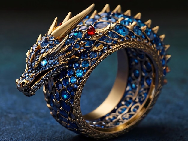 A majestic dragon ring adorned with shimmering scales and glowing gems capable of granting its wea