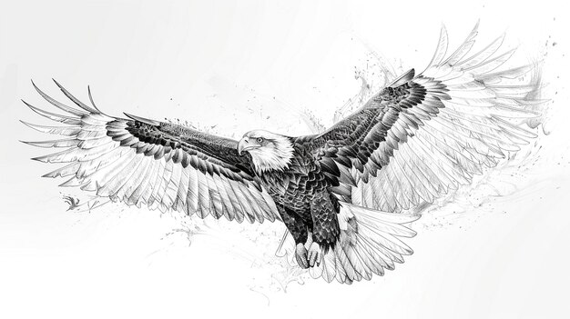 Photo majestic eagle drawing detailed black and white wildlife illustration