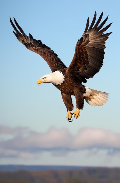 A majestic eagle flies high