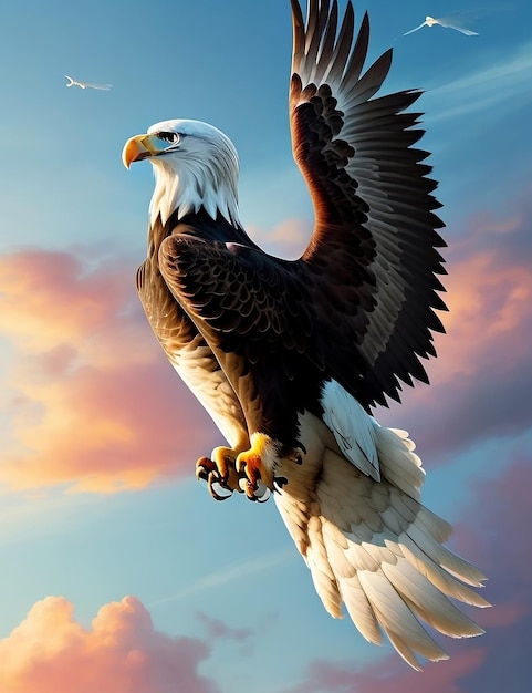 A majestic eagle soaring through a vibrant sky ai generated