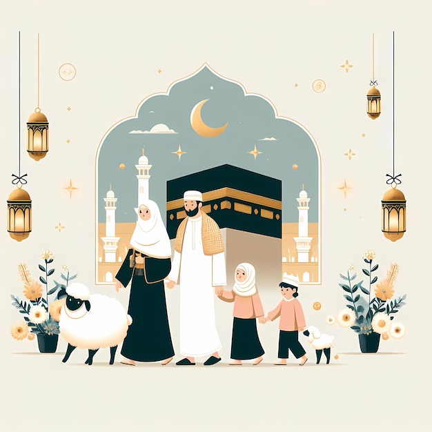 Majestic Eid alAdha Celebration Vibrant Illustration of Festive Traditions