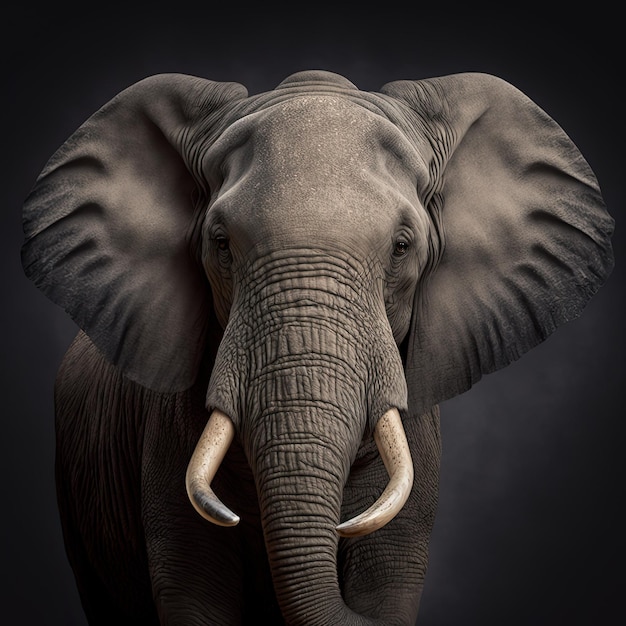 Majestic elephant portrait in studio Generative Ai