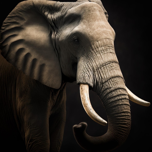 Majestic elephant portrait in studio Generative Ai