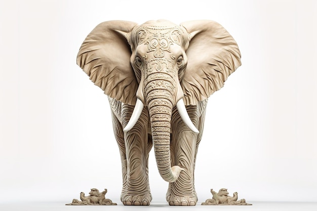 A Majestic Elephant Sculpture Stands Tall Its Intricate Carvings A Testament to Craftsmanship on a White or Clear Surface PNG Transparent Background