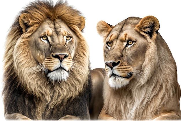 Majestic FullBody Lion and Lioness in Realistic Detail