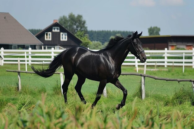 Photo majestic galloping frisian horse