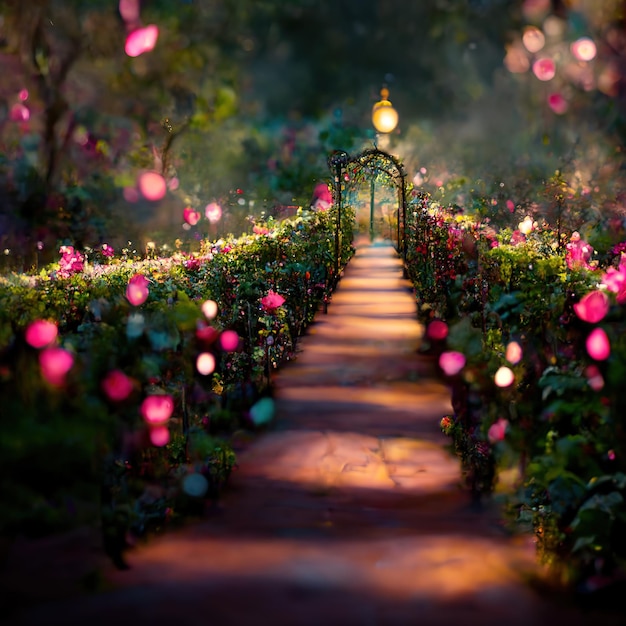 majestic garden, cinematic lighting